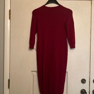 Talbots Rich Burgundy 3/4 Sleeve Length Sweater Knit Dress - Size P